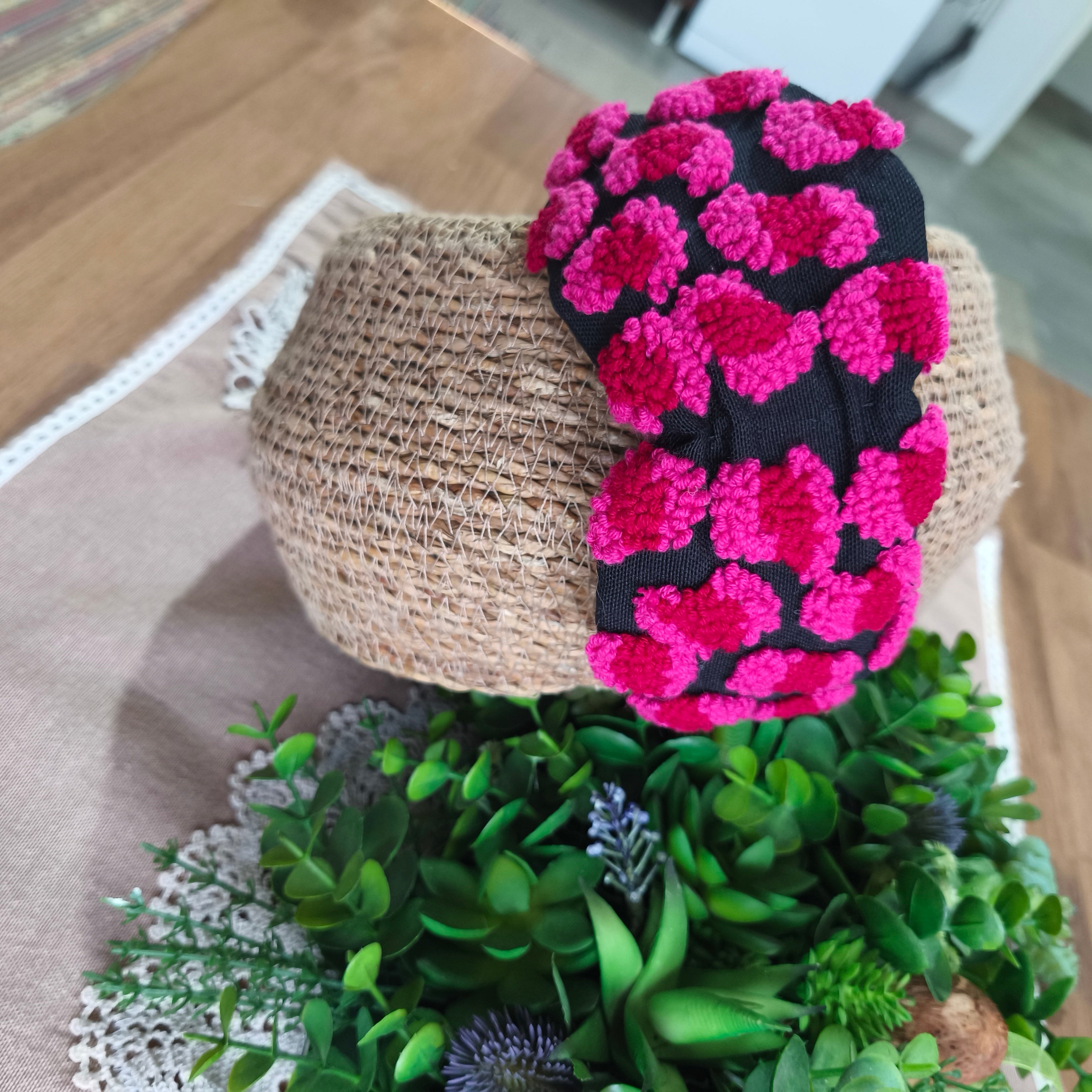 Leopar punch nakışı taç - pembe