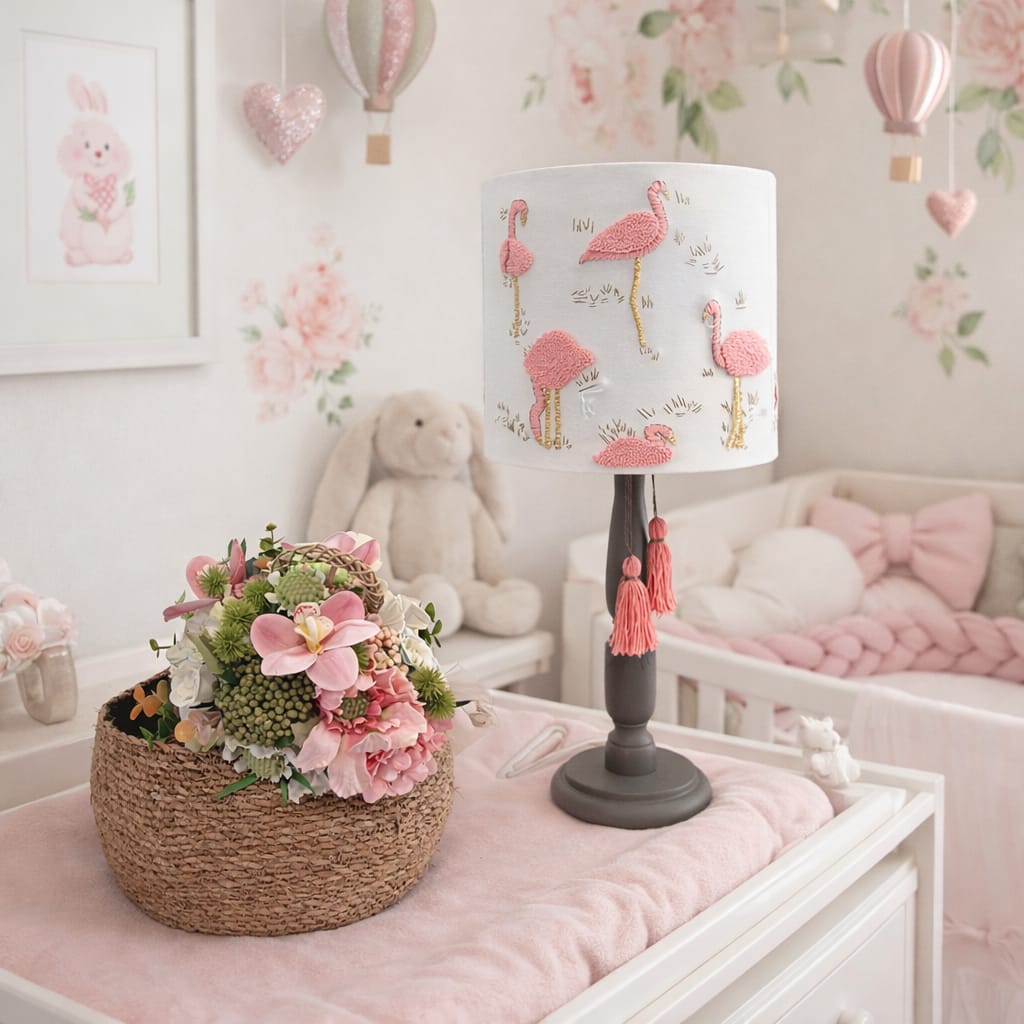 Pembe Flamingo Desen Mini Abajur