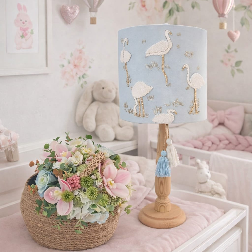 Mavi Flamingo Desen Mini Abajur